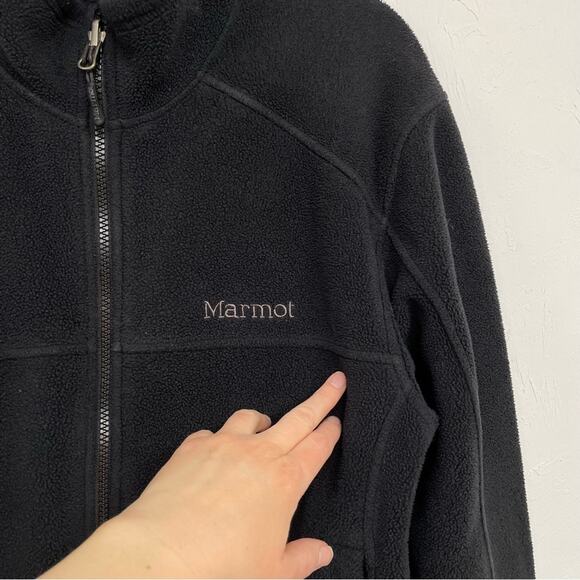 Marmot Black Fleece Full Zip Jacket Lightweight Women’s Medium Fall Casual - Picture 2 of 8